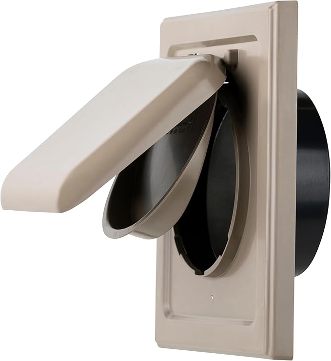 NO-PEST VENT, Exclusive Dual Door Dryer Vent Cover Outdoor 4 inch with Collar, Made in USA w Highest UV Resistant Plastic in any Outdoor Vent Cover (Wood Stock Brown, 4" Plastic WIth Collar) by No-PestVent