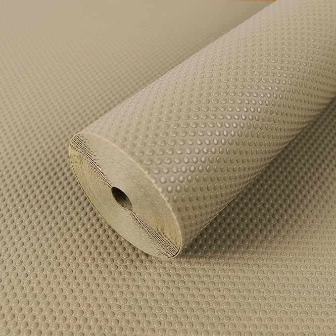 Cabinet Shelf Liner Khaki 17.7 inch Wide - Waterproof Pantry Cabinet Liner - Easy to Cut Kitchen Drawer Mat 17.7" x 300 Inch by FLPMIX