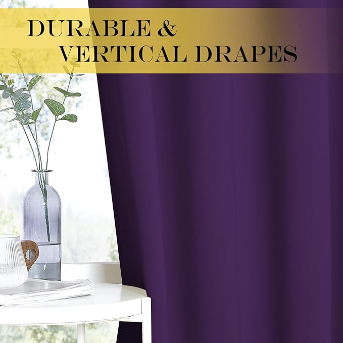 NICETOWN Royal Purple Blackout Curtains 84 inch Length, Grommet Top Room Darkening Drapes for Bedroom Living Room, Light Blocking Window Covering for Privacy (W66 x L84 Inch, 1 Panel) - Image 4