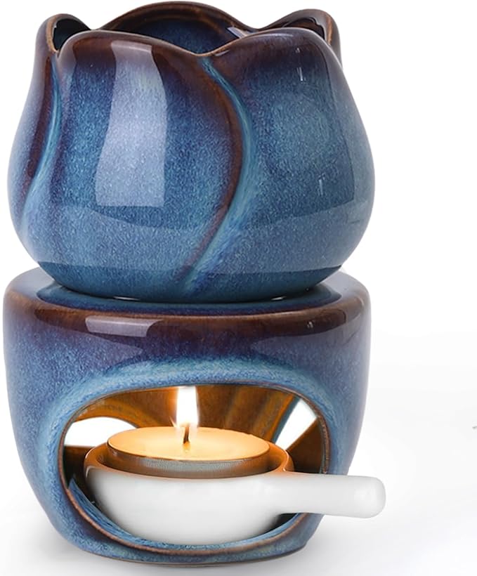 ComSaf Essential Oil Burner for Scented Oil, Ceramic Aromatherapy Aroma Oil Candle Diffuser, Tea Light Wax Melt Warmer, Essential Oil Burner with Tealight Candle Holder Home Decor Housewarming Gift by ComSaf