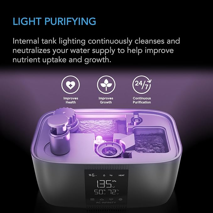 AC Infinity CLOUDFORGE T5, Warm Mist Plant Humidifier 9L with VPD Humidity 10-Level Controls, Hot/Cold Vaporizer for All Climates, Continuous Water Purifying, Extendable Targeted Hose for Grow Tents - Image 6