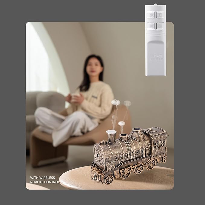 Humidifiers for Bedroom, 300ml Essential Oil Diffuser with Dual Nozzles Train Shaped Air Humidifier for Bedroom, Office and Desktop - Image 3