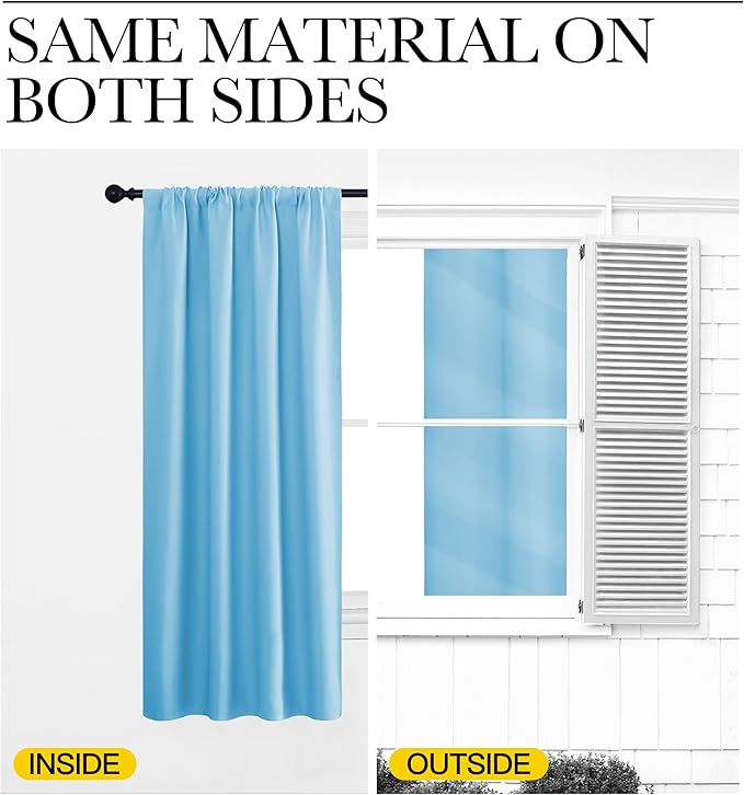 NICETOWN 2 Panels Blackout Curtains, Rod Pocket Thermal Insulated Drapess for Bedroom, Privacy Protection Easy-Care Heavy Duty Curtains for Living Room/Dining Room, W70 x L95 inches, Blue - Image 7