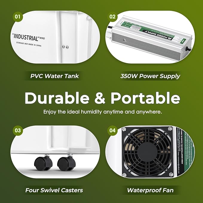 Mxmoonant 10kg/H Ultrasonic Mist Maker DIY Humidifier Kit, Adjustable Mist Volume | Automatic Water Filling | Humidity Controller Cool Mist Humidifier for Mushroom Growing, Greenhouses 110V - Image 7