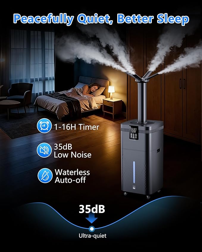 30L/7.93Gal Commercial Humidifier Large Room 4200 sq.ft, Whole House Humidifiers 3000ml/H Mist Output, Cool Mist Industrial Humidifiers for Home, Plants, Office, Warehouse, Greenhouse, Black - Image 6