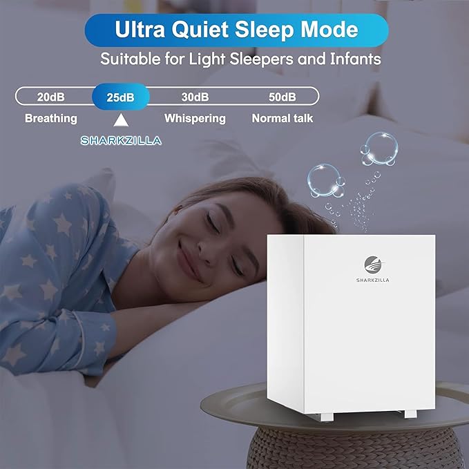 SHARKZILLA Evaporative Humidifiers for Bedroom, 1.3Gallon No Mist Humidifiers for Baby, Top Fill Air Humidifier with Filter, Timer, Quiet - Image 7