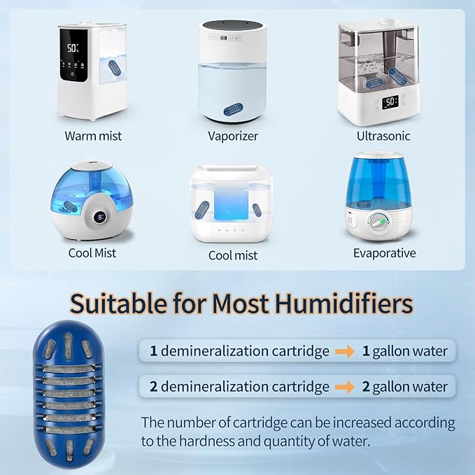 12-Pack Demineralization Cartridge for Humidifier Compatible with Most Humidifiers Replacement for Ultrasonic Humidifier Tank Cleaner Fish | Prevents Hard Water Build-Up | Eliminate White Dust - Image 5