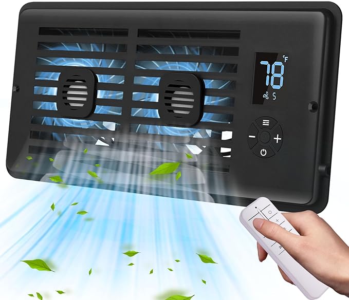 Register Booster Fan Fits 4" x 10" Register Holes, Vent Fan with DIY Scent Diffuser,Quiet 10-Speed Smart Heating Cooling AC with LCD Screen,Remote Control and Thermostat Control for Home,Wall,Floor by ServetoMakeYourLifeEasier