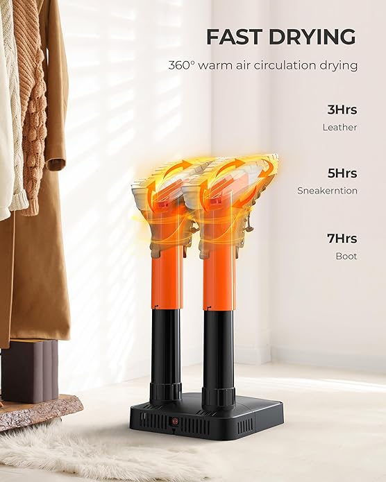 xasla Boot Dryer Shoe Dryer, Glove Dryer with Heat Blower, Silent Electric Boot Warmer with Articulating Ports, Quick Drying for Work Boots, Ski Boots, Sneakers, Hats, Helmets - Image 2
