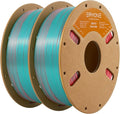 ERYONE Silk Dual Color PLA Filament 3D Printer 1.75mm +/- 0.03mm, Bicolor Filament Two Tone PLA Bundle 2KG Cardboard Spool, Teal&Orange Red by ERYONE