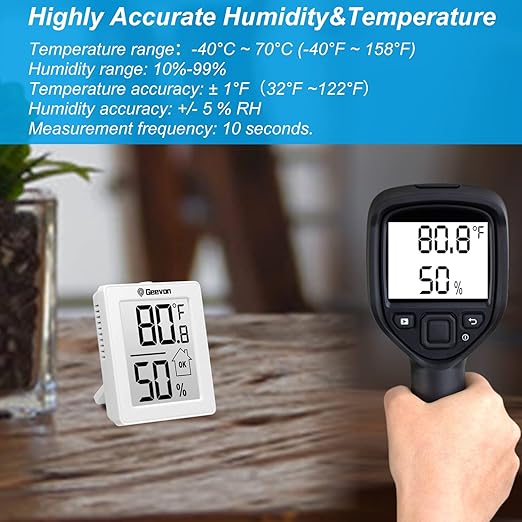 Geevon Indoor Thermometer Room Temperature Monitor,3 Pack Temperature Humidity Gauge Thermometer Hygrometer with Battery for Home, Office, Greenhouse, White - Image 4