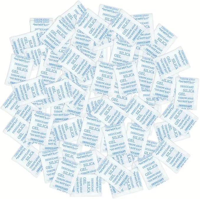 Boolavard Silica Gel - 2 Gram Pouch of 100 Packets (2gm / 100 packets) | Silica Gel Pouches for Room Kitchen Wardrobe Cupboard car Bedroom Camera Lenses Shoes by Boolavard