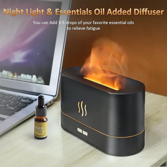 Flame Diffuser Humidifier-Auto Off 180ml Essential Oil Diffuser-2 Modes Brightness Aroma Humidifier with Fire Flame Effect for Home,Office,Spa,Gym(White)… - Image 6