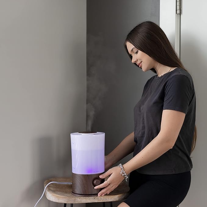 BlueHills Premium 2000 ML XL Essential Oil Diffuser Aromatherapy Humidifier for Large Room Home 40 Hour Run Huge Coverage Area 2 Liter Extra Large Capacity Diffuser High Mist Dark Wood Grain E003 - Image 4