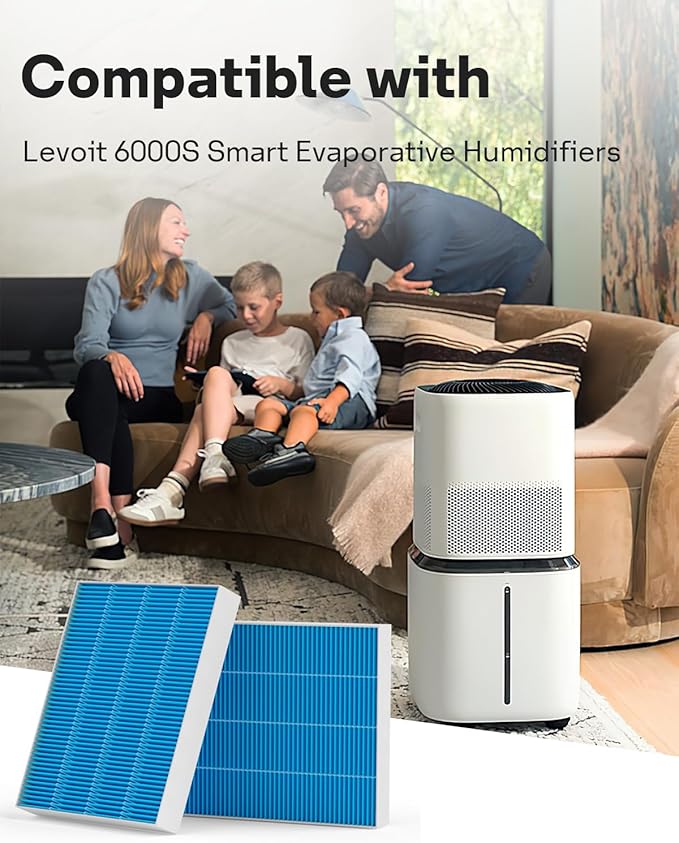 Leemone 8-Pack 6000S Humidifier Wick Filter Replacement for LEVOIT Superior 6000S Smart Evaporative Humidifier, Effectively Capture Large Particles and Minerals - Image 2