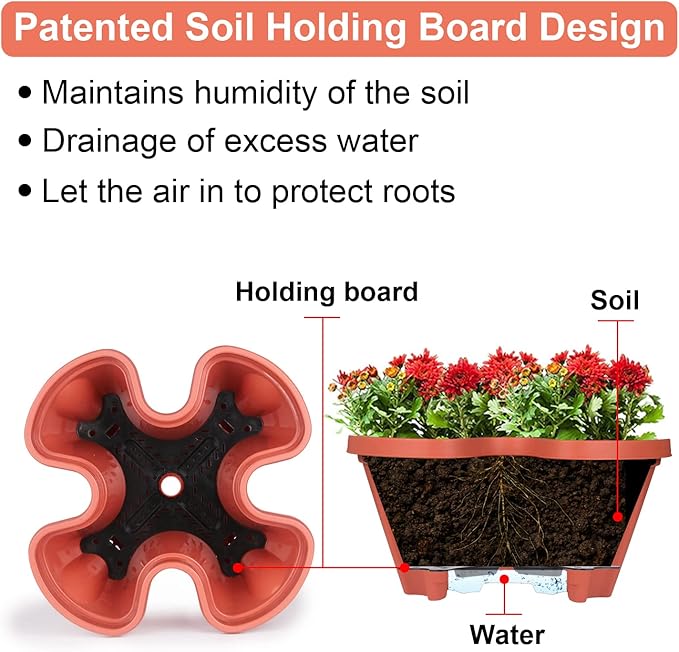 GameXcel Vertical Planter 7 Tier Stackable Planters Garden Planters Strawberry Herb Flower and Vegetable Planter Indoor Outdoor Gardening Pots with Removable Wheels and Tools - Image 3