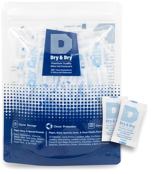 Dry & Dry 0.5 Gram [200 Packets] Silica Gel Packets Desiccants, Silica Packets - Rechargeable Silica Gel Packs, Desiccants Packets, Silica Gel by DryDry