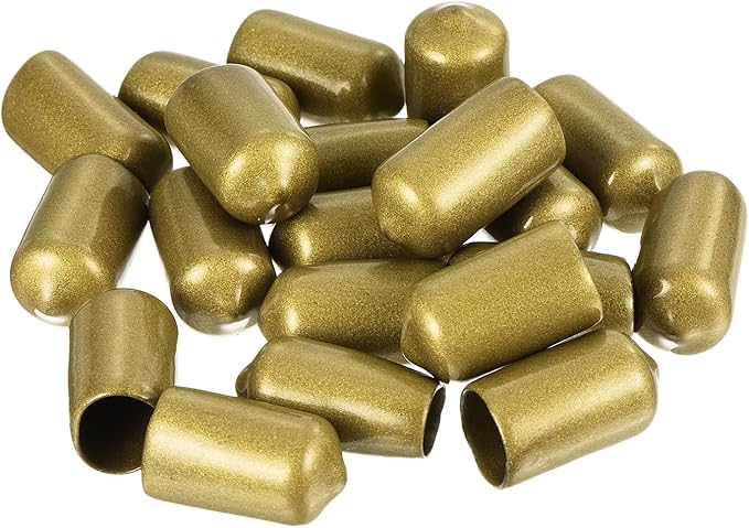 uxcell 20pcs Rubber End Caps 1/2"(12mm) ID Vinyl Round Tube Bolt Cap Cover Thread Protectors Gold - Image 4