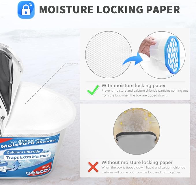Vacplus Moisture Absorbers, 10.5 Oz Humidity Absorber Boxes Attracts Extra Moisture from Your Bathroom, Closet, Kitchen & Study, Dehumidifier, Odor Eliminator for Closet (Ocean Scent), 12 Packs - Image 3