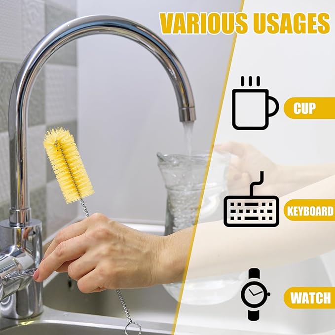 62 Pieces 3 Size Hummingbird Feeder Cleaning Brush Mini Nylon Tube Brush Set Nylon Hummingbird Feeder Parts Cleaning for Bottles, Tubes, Jars, Bird(Yellow) - Image 5