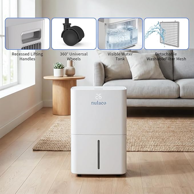 3600 Sq. Ft Dehumidifier for Basement - 36 Pints Dehumidifier Built-in Compressor, 3 Modes Smart Humidity Control, Auto Defrost and 24H Timer & 67 OZ Water Tank, Portable for Bedroom & RV - Image 7