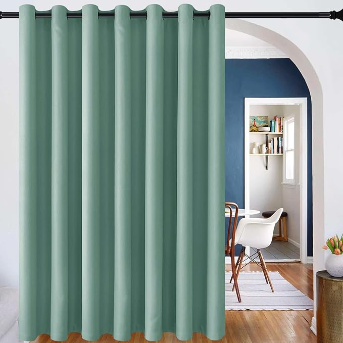 DWCN Blackout Curtain Panel for Bedroom - Thermal Insulated Energy Saving Grommet Blackout Drapery for Patio Door, Room Divider Big Long Curtain (Sage, 120 inches by 96 inch, 1 PC) by DWCN