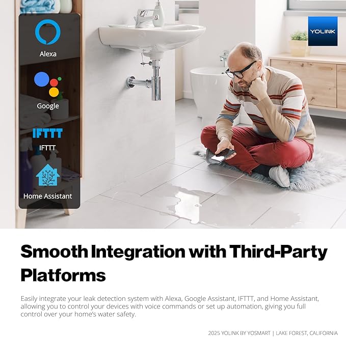 YoLink Smart Water Leak Protection System Kit: Bulldog Valve Robot, Smart Valve Controller 2, 3 Water Leak Sensors, Hub - Image 5