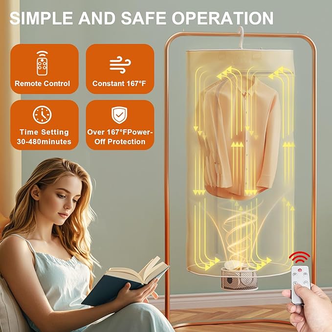 3-in-1 Multifunctional Portable Dryer for laundry Clothes Dryer, Boot Dryer, With Time Setting、Remote Control, Laundry, Apartments, RV, Travel, Low noise、Energy Saving - Image 5
