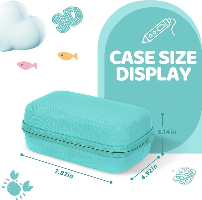 Case Compatible with 3Doodler Start+ Essentials for 3D Pen Set for Kids, Carrying Holder Fit for Printing Pens, Storage Organizer for Printing Filament Refill, Micro-USB Charger (3D-04A-Light Blue) - Image 2