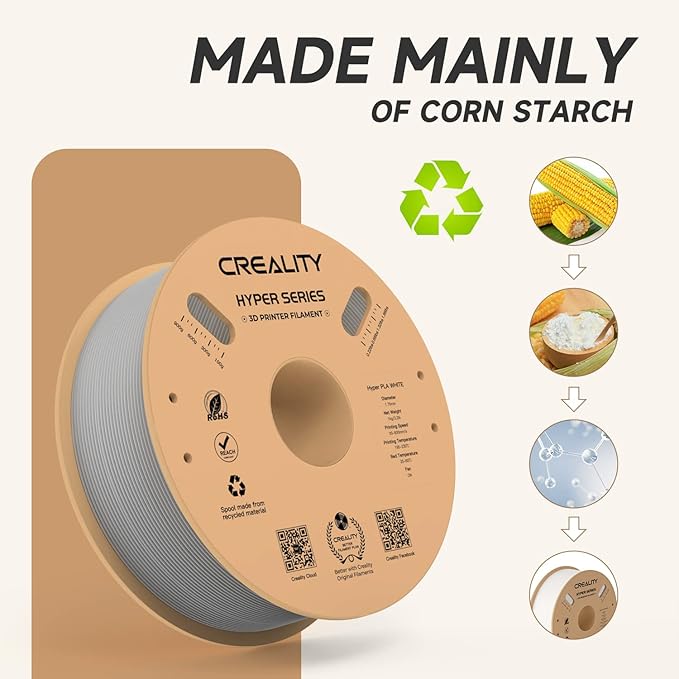Official CREALITY Hyper PLA Filament 1.75mm, High Speed PLA 30-600mm/s 3D Printer Filament, Dimensional Accuracy +/-0.02mm, Fit Most FDM 3D Printers, 1KG(2.2lbs) Spool Gray - Image 5