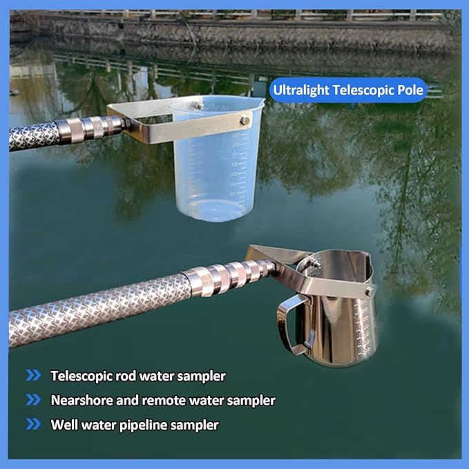 Water Sampling Pole,Telescopic Water Sampler,Pendulum Beaker Sampler with Swivel & Fixed!for Environmental Monitoring,Water Quality Sample Collection(Size:1000ml,7m(22.9ft),Color:Plastic) - Image 2