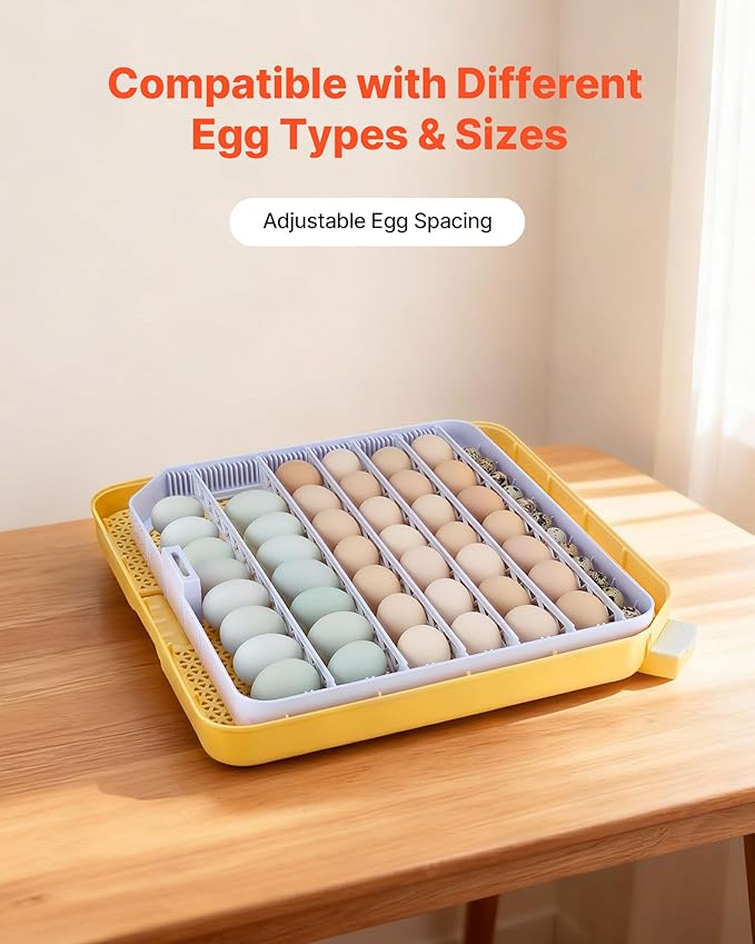 VEVOR 48 Egg Incubator, Automatic Egg Turner with LED Candler, Temperature Display & Auto Humidity Control, 360° View Clear Window, Poultry Eggs Incubator for Hatching Chicks Ducks Goose Quail - Image 6