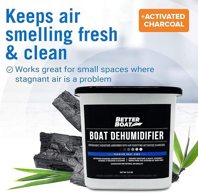 Moisture Absorber with Activated Charcoal Dehumidifier Bucket, Unscented Odor Absorber for Closet Basement Bathroom Boat RV, Disposable No Refill - Better Boat - Image 7