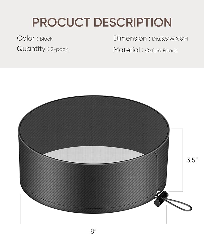 THE GROWING 2-Pcs 8" Mesh Grow Tent Vent Cover with Elastic Band & Fixed Buckle for Indoor Plant Grow Tent Use - Image 2