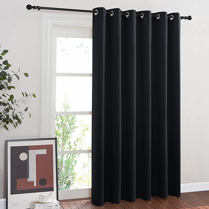 NICETOWN Blackout Curtain for Sliding Door, Patio Door Curtains, Thermal Insulated Wide Drapes/Draperies for Bedroom (Black, 80 by 84 inches) by NICETOWN
