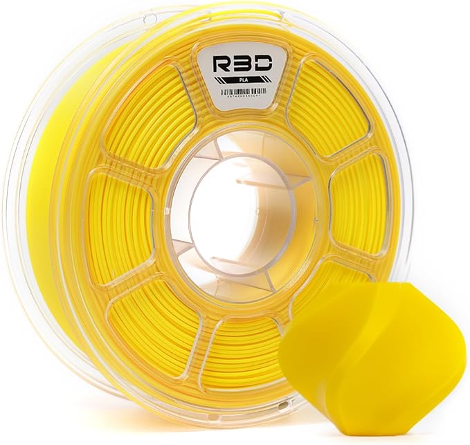 R3D PLA Filament 1.75mm, 0-370 mm/s High Speed PLA Printing, Dimensional Accuracy +/- 0.02mm, 1KG (2.2lbs) Clear Plastic Spool 3D Printer Filament (Yellow) by R3D