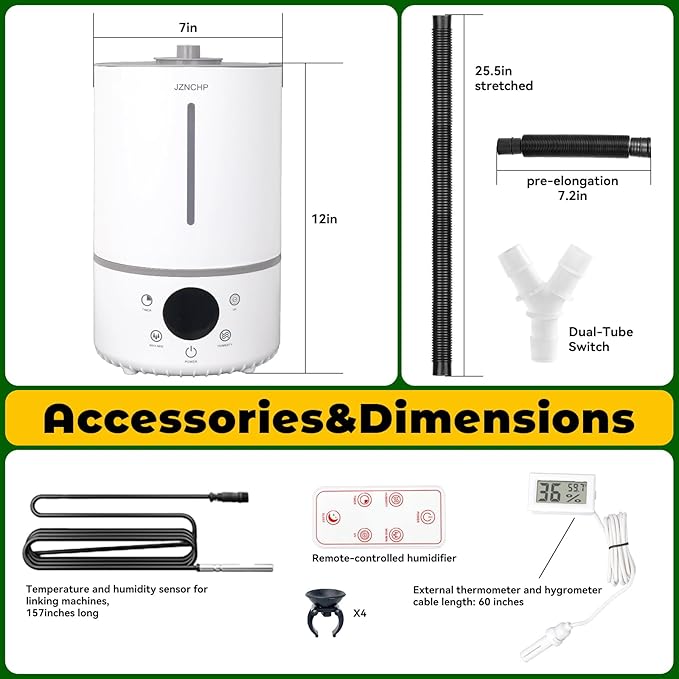 Humidifier for plants, Reptile fogger,4L,Dual Tank Mode & Dual Probes with Constant Humidity Setting,48H Runtime, Remote Control, for Reptile Terrariums & Indoor Houseplants - Image 7