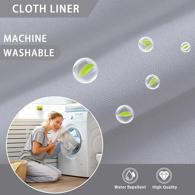 Replacement Snap-in Fabric Liner 71" W x 55" L, for 72" W x 75" L No Hook Shower Curtain - Grey - Image 2