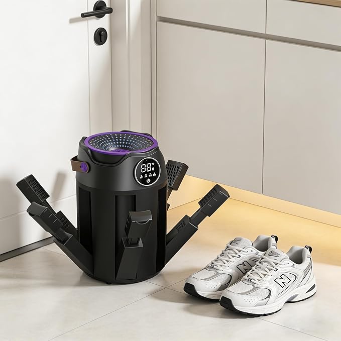 6-Arm Boot and Glove Dryer Family Size – Forced Air Boot Dryer with Heat Blower & Timer. Foldable Ski Boot Dryer, Warmer & Hockey Equipment Dryer for Shoes, Ski Gloves, Hats – Adjustable Rack(Black) - Image 7
