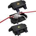 Small Outdoor Electrical Box,Waterproof Extension Cord Cover(Inner 7.3 * 5.1 * 1.6 inch) Weatherproof Connection Box w/4 Cable Entry Protect for Plug,Connector,Festive Light (2 PCS, Black) by DIQMIAQ