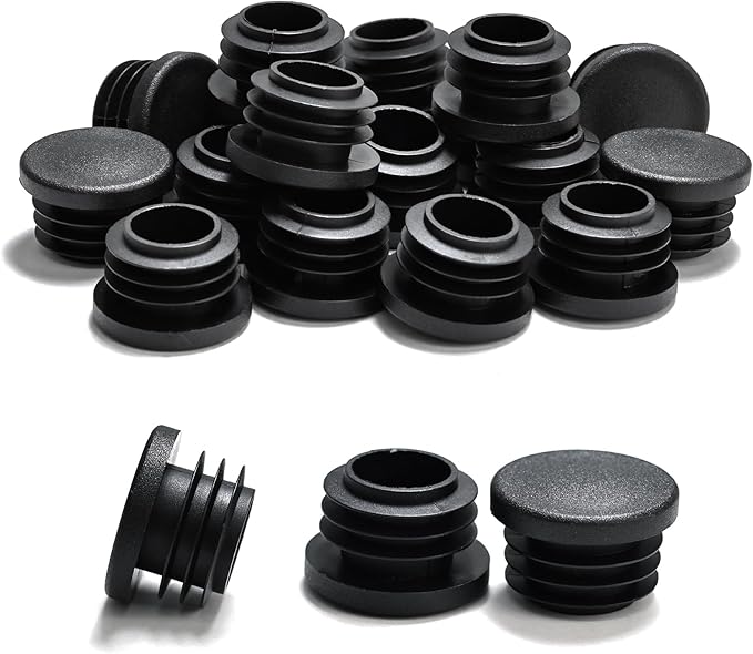 1" (25mm) Plastic Hole Plugs Black -Round Chair Leg Caps, Flush Mount Pipe Plugs, Tubing End Caps for Metal & Wood Legs Tube, Outdoor Furniture Feet caps,for Pipe Wall thicknesses of 2-4 mm 24 PCS by EASYEAH