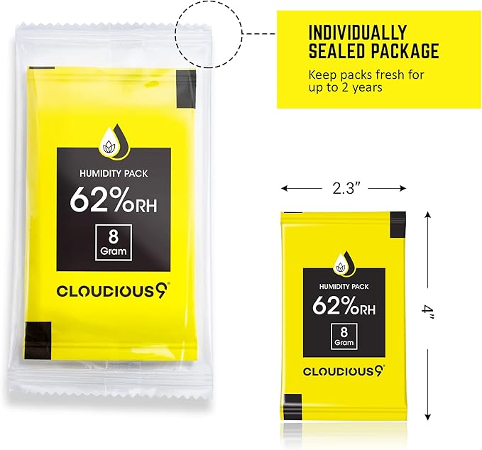Cloudious9-62% 2-Way Humidity Pack Regulator 8 Gram - 12 Count Pack for Humidors Herb Flower - Individually Sealed Bag – Solution for Convenient Humidification - Image 3