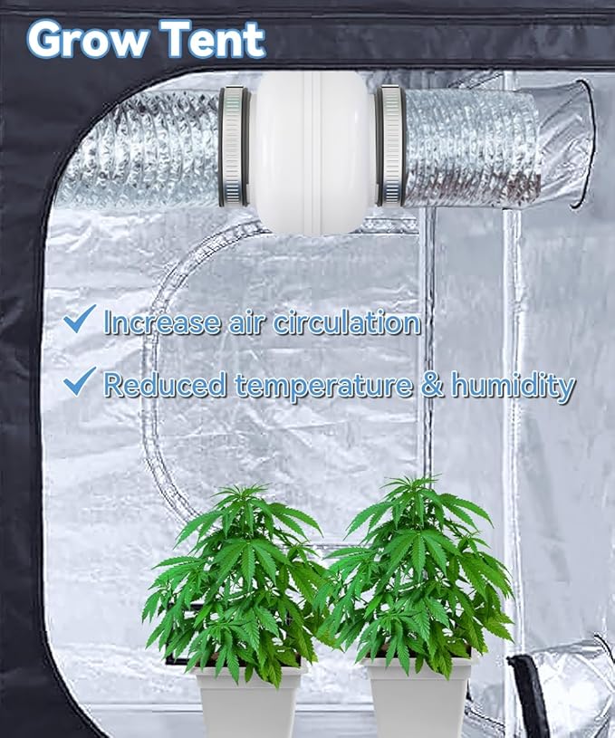 Artibear 3.5 Inch 168 CFM Inline Duct Ventilation Fan with 2 Speed Controller, Air Vent Blower for Hydroponic Grow Tent, Greenhouse, Workshop, Attics, Basement, Kitchens, White - Image 7