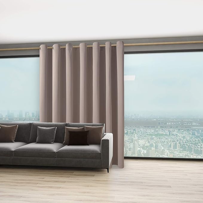 BONZER Room Divider Curtain Total Privacy Wall Noise Reducing Extra Wide Blackout Curtains for Patio Sliding Glass Door, 96L x 150W Inch (8L x 12.5W ft), 1 Panel, Khaki - Image 5