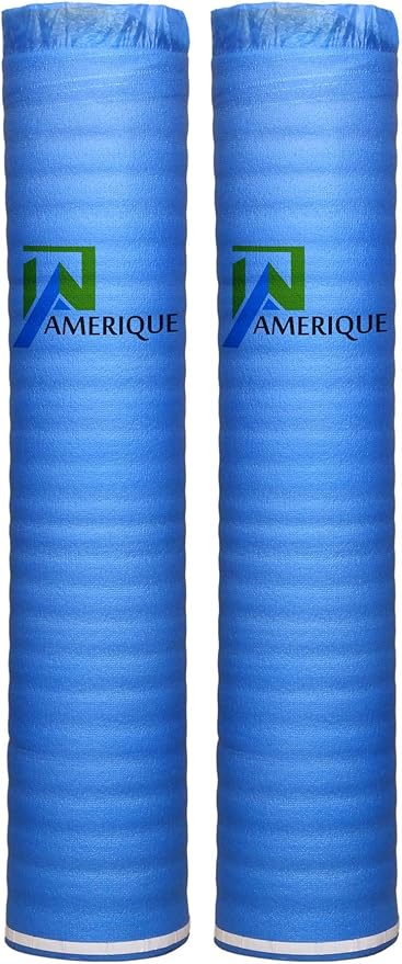 400SQFT AMERIQUE 2MM Premium Flooring Padding 3-in-1 Heavy Duty Foam Blue, 200SF/Roll, Pack of 2 Underlayment, with Tape & Vapor Barrier by AMERIQUE