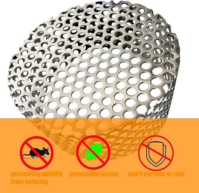 PVC Termination Cap Vent Cover, Stainless Steel Mesh Screen Vent Cover Slot for 4.24" to 4.34" ID Furnace and Roof Vent Pipe, Conical Vent Cap Rust preventing Leaves Debris, Birds Entering - Image 5