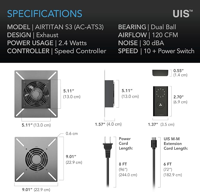 AC Infinity AIRTITAN S3, Ventilation Fan 6" with Speed Controller, IP-55 Rated for Crawl Space, Basement, Garage, Attic, Shed, Hydroponics, Grow Tents - Image 6