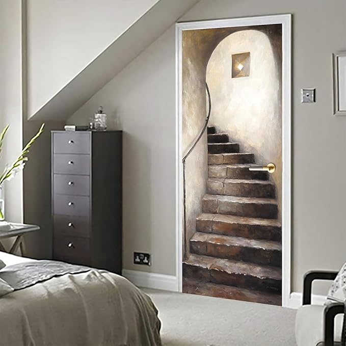3D Door Stickers, Peel and Stick Vinyl Wallpaper, Self-Adhesive Mural Door Cover for Home Decor 30.3" W x 78.7" H - Image 6
