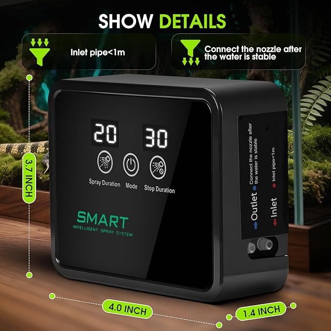 Reptile Humidifier Reptile Mister System with Timer & 360° Nozzles, Chameleons, Snakes, Frogs Misting for Terrarium, Auto Misting for Terrariums, Adjustable Nozzles & Quiet Operation - Image 2