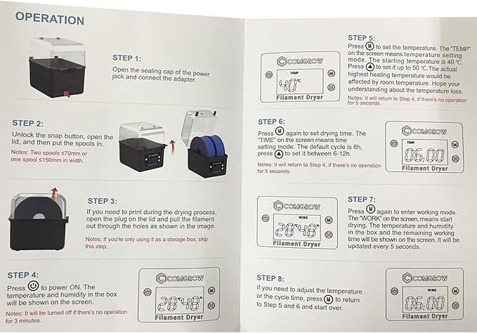 Comgrow 3D Printer Filament Dryer Box, Comgrow 3D Filament Storages, Keeping Filaments Dry During 3D Printing, Compatible with 1.75mm/2.85mm PLA ABS Material, Filament Dehydrator, Spool Holder - Image 8